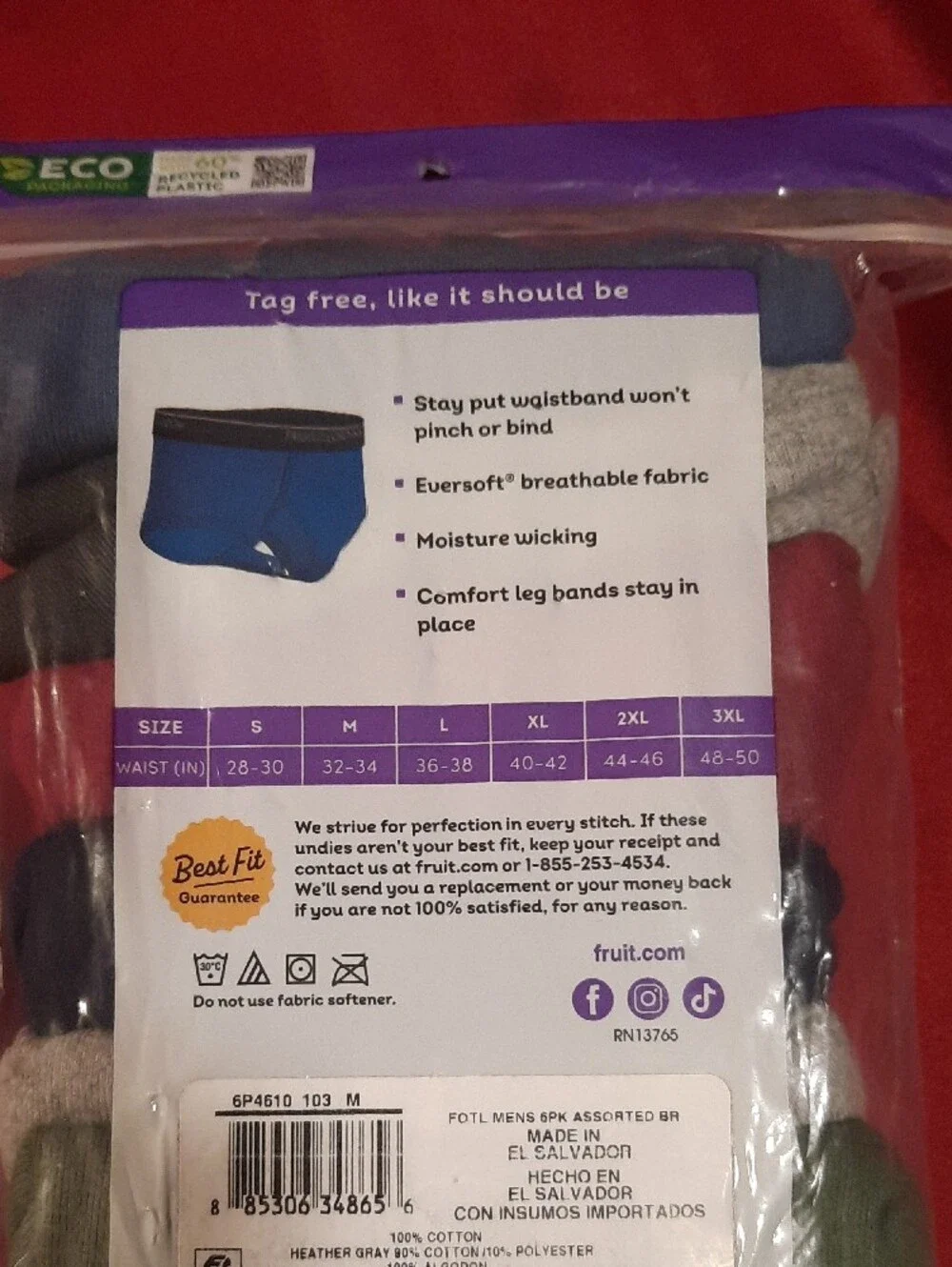 3 Fruit of the Loom Men's Briefs 3-Pack Assorted Red, Navy, Gray, Green M 32-34